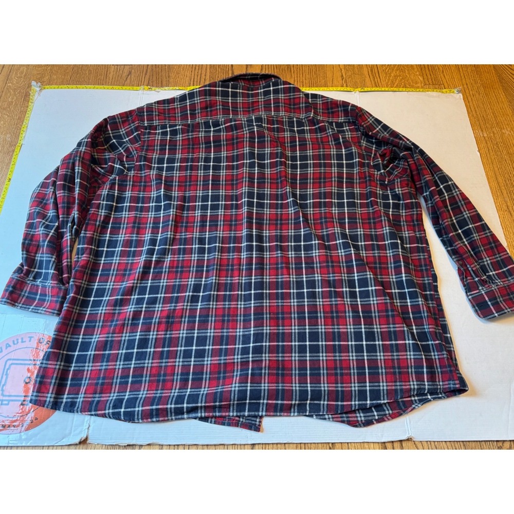 RedHead Mens 5TG Red Navy Plaid Flannel Button Up Shirt Bass Pro Shops LS